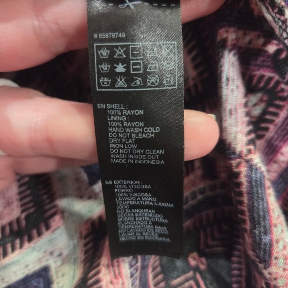 Forever 21 Maxi Dress Women Small Pink Geometric Tribal Print Boho V-Neck - Picture 3 of 9